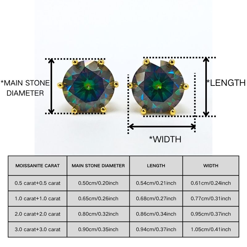 Brilliant Seven-Color Blue Moissanite Stud Earrings, Exquisite Gift